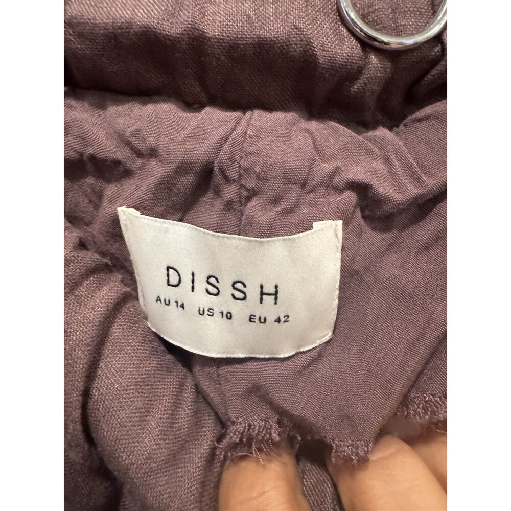 Dissh Gina Choc Linen Elastic Waist Wide Leg Linen Pants Minimalist Boho Size 10 - Picture 6 of 7